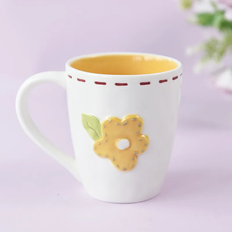 Custom Stoneware relief 3D cartoon cup ceramic mug rabbit household  ritual sense breakfast coffee milk cup