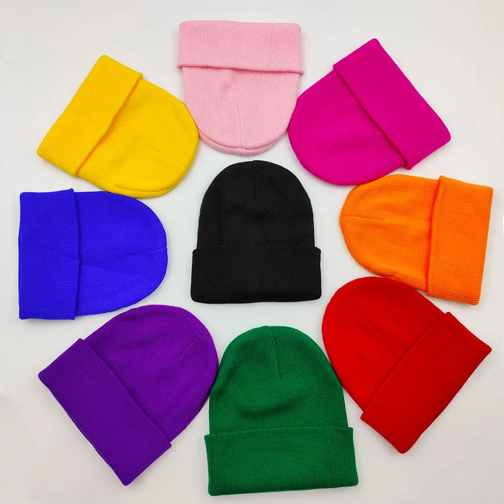 High quality winter hats beanies promotional plain knitted beanie hat with custom logo