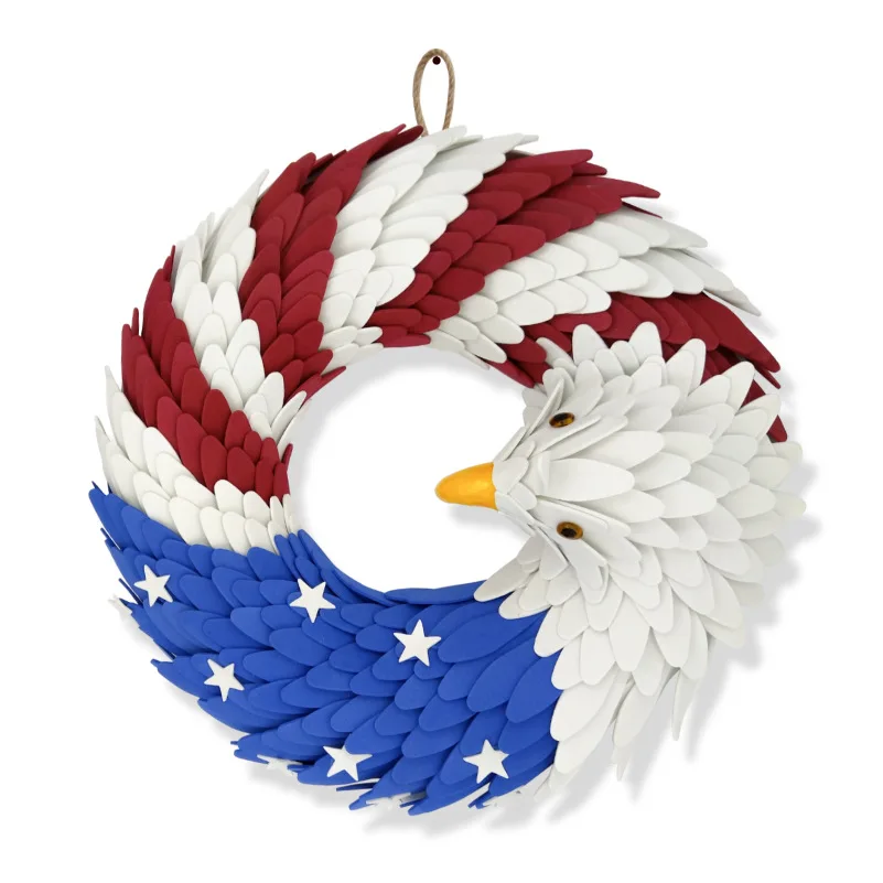 Independence day USA July 4th Patriotic Wreath Handcrafted Hanging Flag american eagle wreath 4th of july