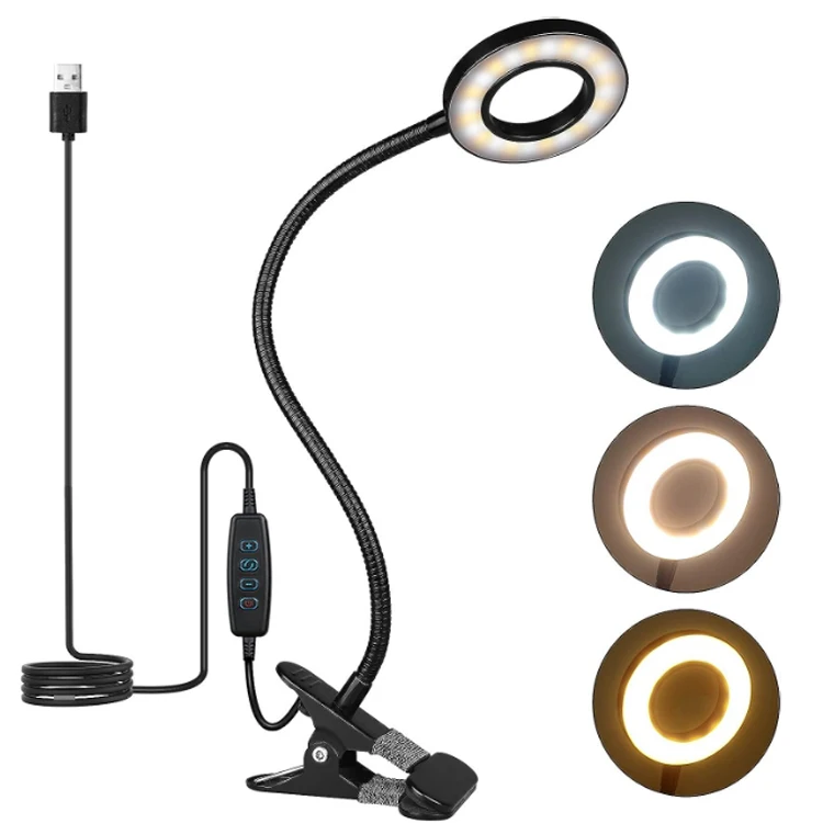 Customized 3 Light Colors 10 Brightness Levels USB Powered Music Stand Table Light Clip 5 Watt 48 LED Book Lights for reading