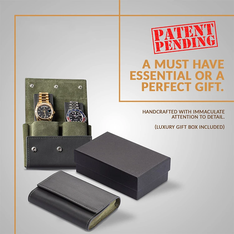 Portable Travel Watch Bag double pocket Watch Bracelet Storage Box Jewelry Gift Box for Australia/UK/USA/Canada