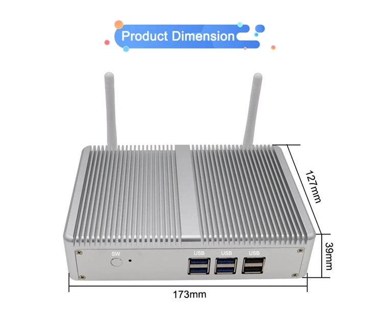 SOYEER In-tel N3700 Fanless Mini PC VGA HD WIFI Nettop Computer 4K HTPC Portable Office Computer Linux/win10 Mini PC