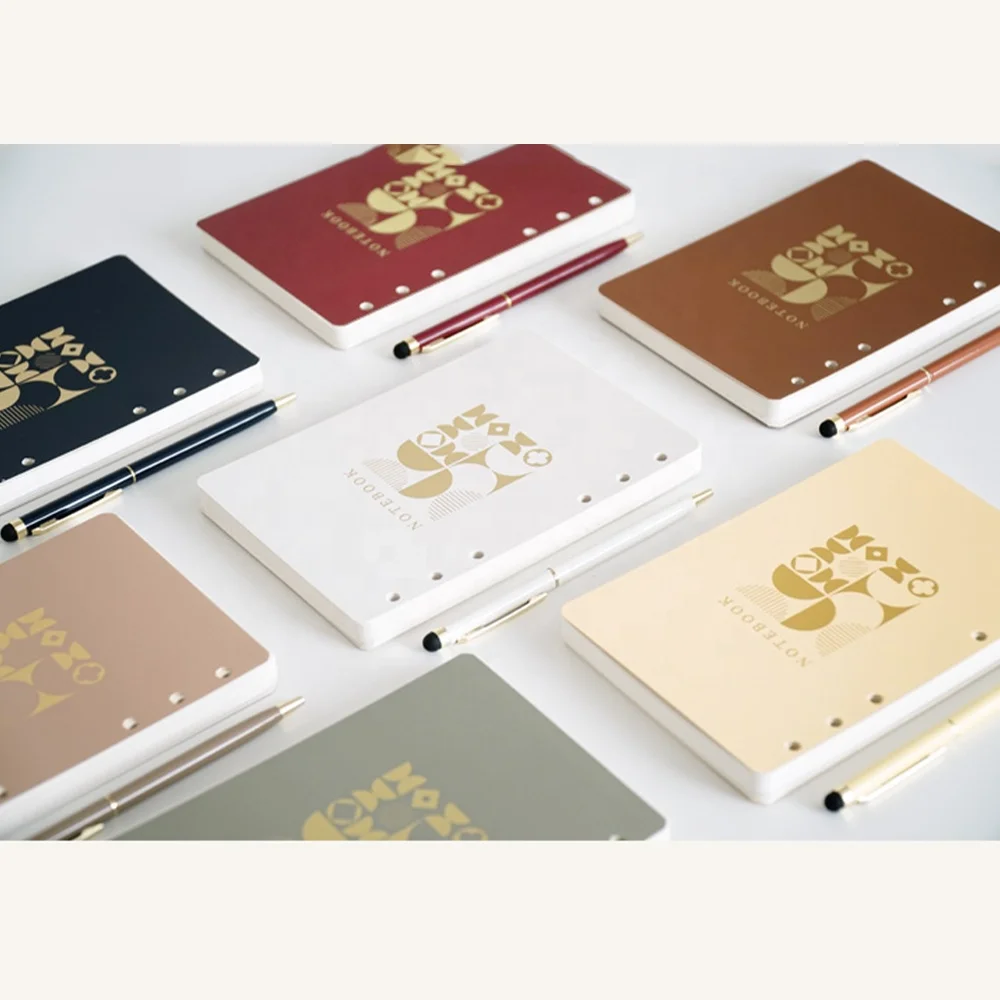 Wholesale customizable logo A5 A6  eco-friendly PU Leather organizer loose leaf custom planner 6 ring binder notebook