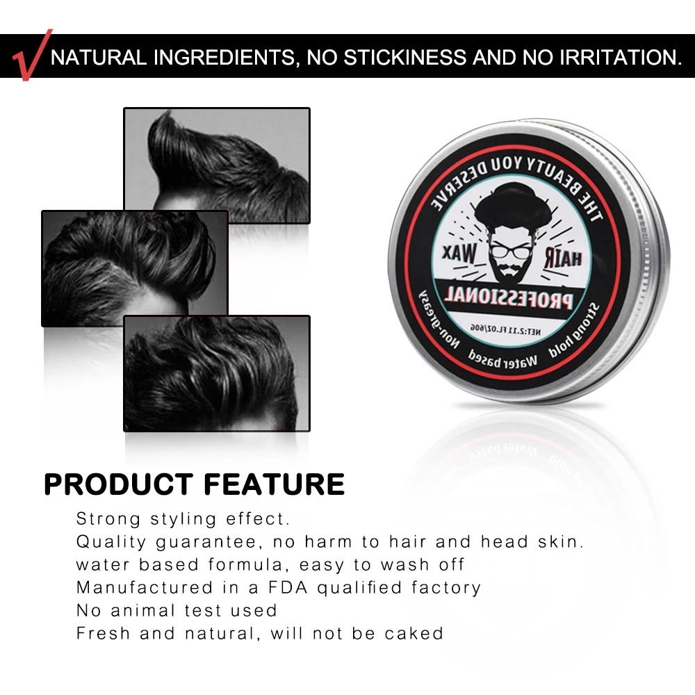 Private Label Professional Hair Styling Pomade Strong Hold Defining Paste Natural Ingredients Cream Popular Fashion for Men