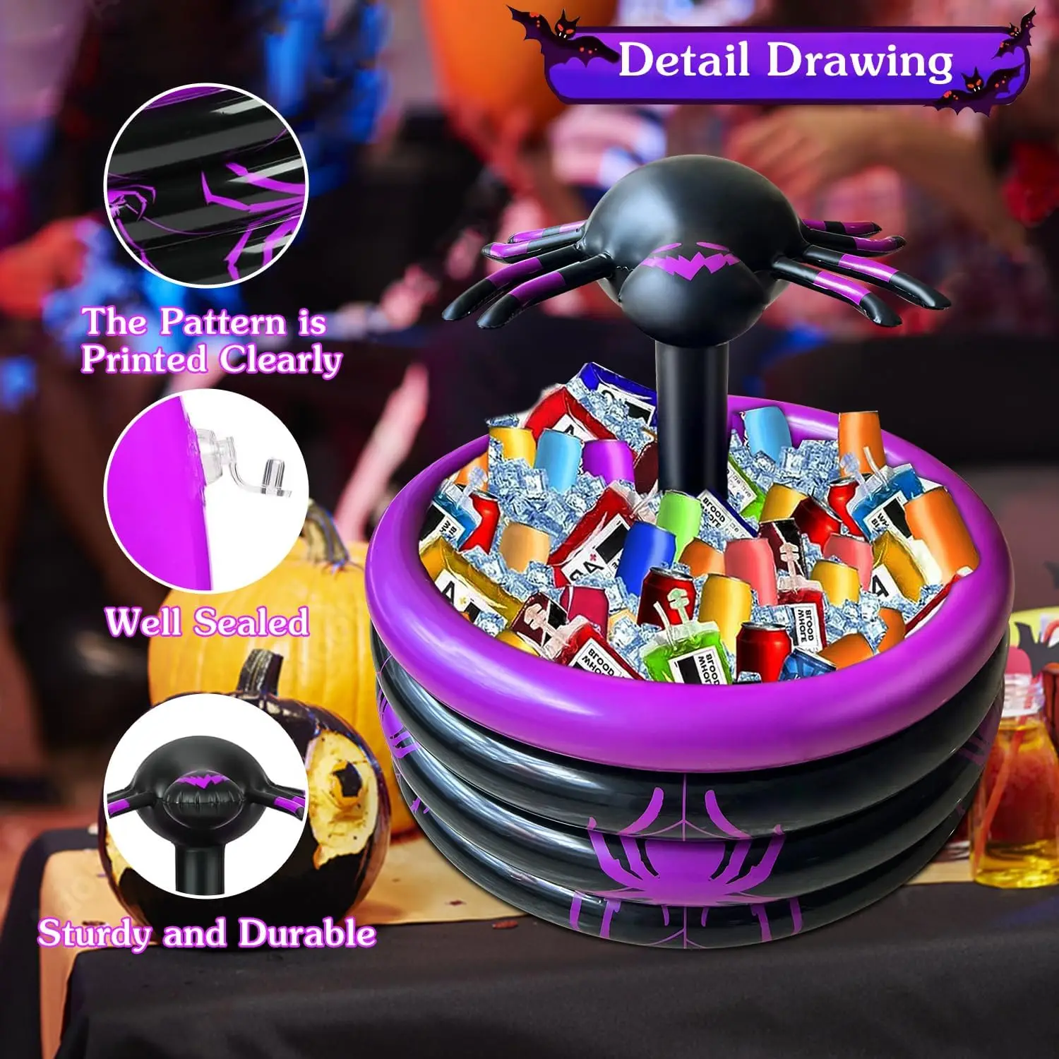 Spider Design Inflatable Halloween Drink Cooler Inflatable Serving Bar