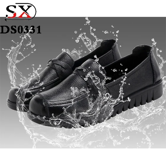 china wholesale cow leather upper genuine leather insole nurse driving shoes ladies women flat shoes
