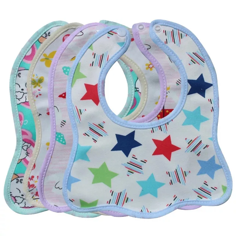 High Quality Custom Cartoon Waterproof Kids Drool Bib 100% Cotton Teething Saliva Towel Bandana Feeding Wholesale Baby Bibs