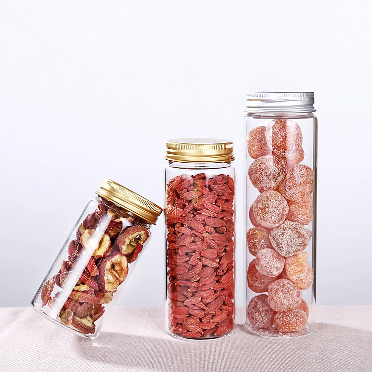 47mm transparent high quality cylindrical borosilicate glass tube bottle spice bottle capsule with screw aluminum cap