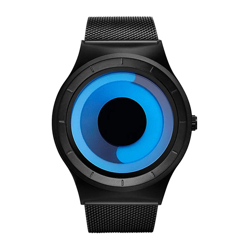 Fashion Vortex Concept Quartz Watches Mens Style Stainless Steel Band Modern Unique Creative Dial Wrist Sinobi Watch