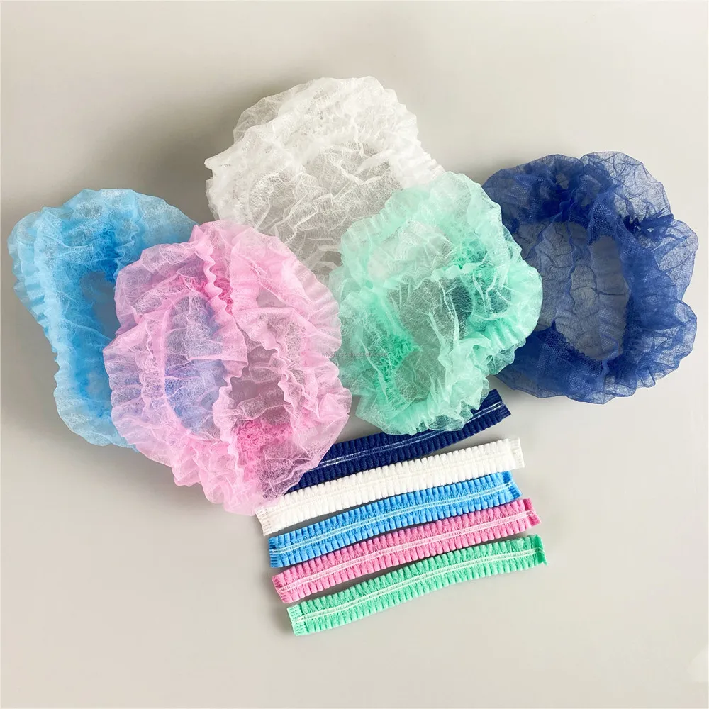 Disposable Medical Non woven strip cap bouffant head cover Hair Net surgical Mob Cap