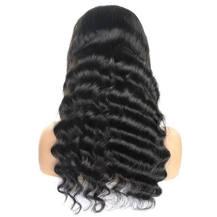  Wholesale Loose Deep Wave Natural Black Transparent Lace Wigs 100% 360 Human Hair Frontal For