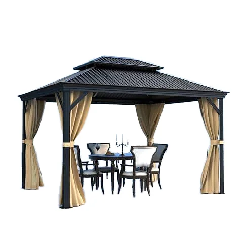 Metal Gazebo Garden Backyard Aluminium Frame Galvanized Steel Top Hardtop Gazebo