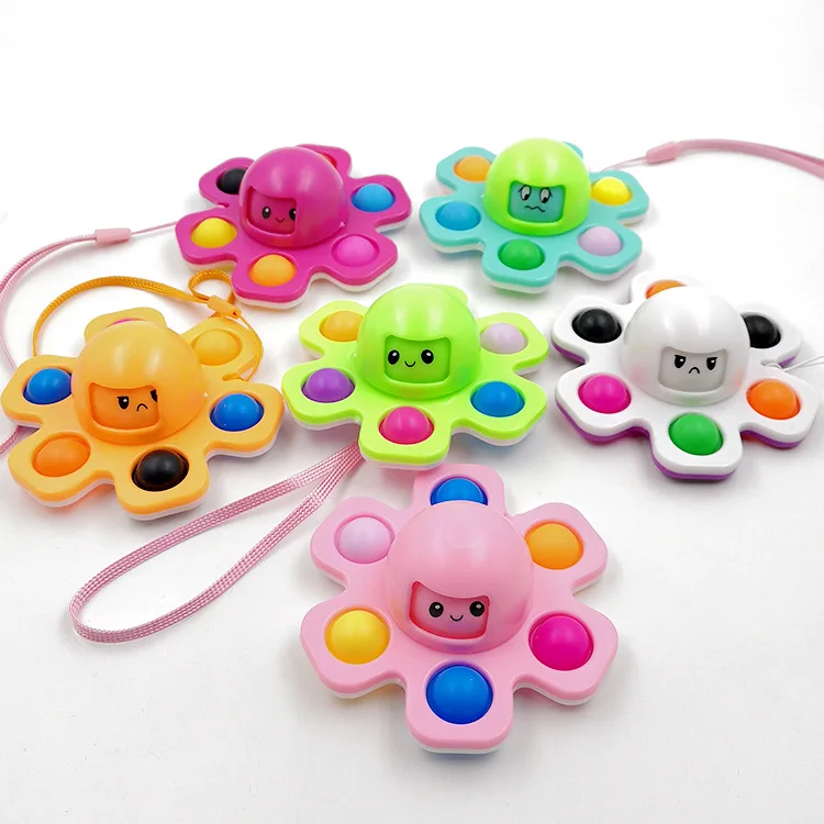Factory Price silicone Push Popper Simple Mini Reversi Octopus Sensory Bubble Fidget Finger Spinner Toy For Kids and Adults