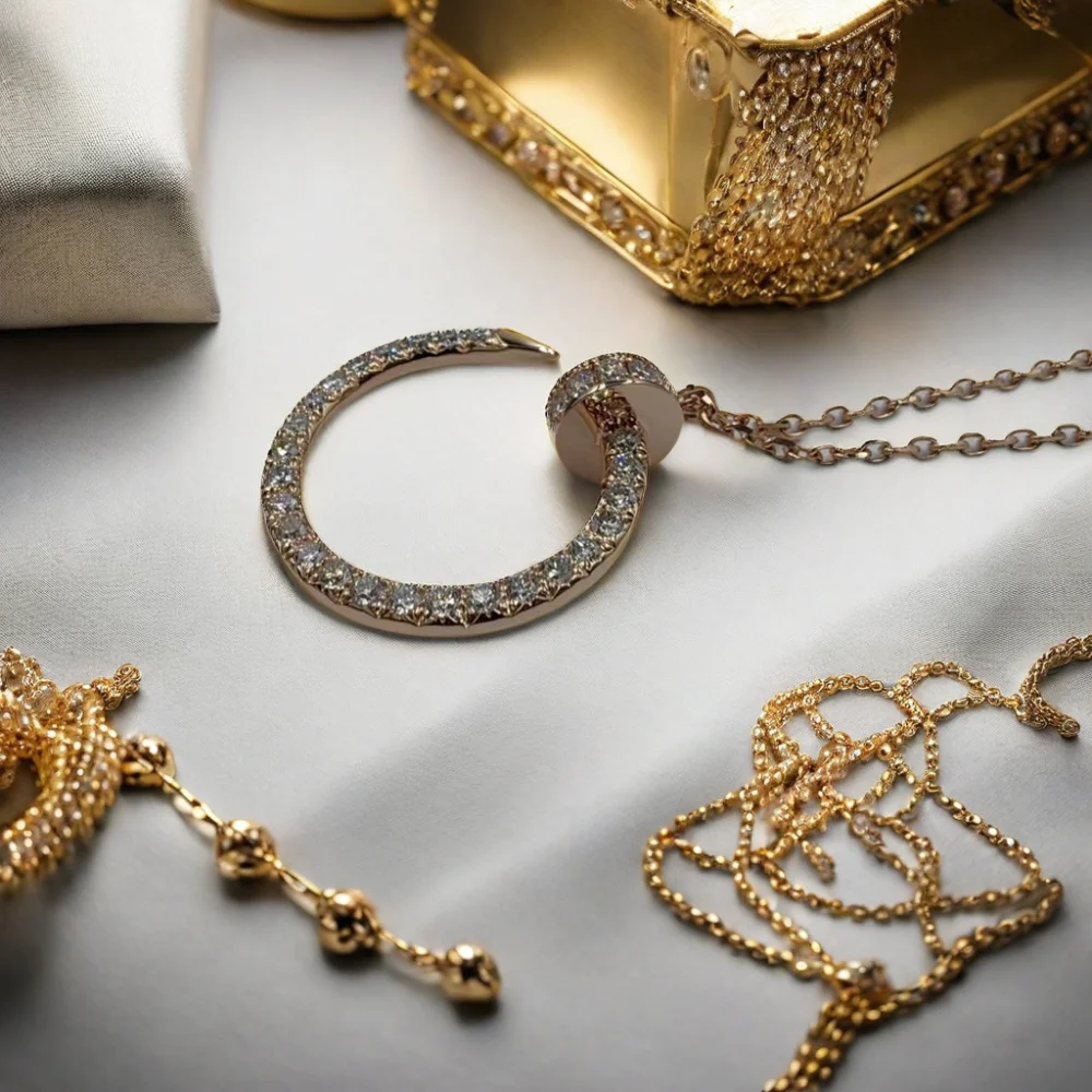 Classic 18K pure gold necklace women Au750 gold jewelry nail full diamond necklace can be reproduced