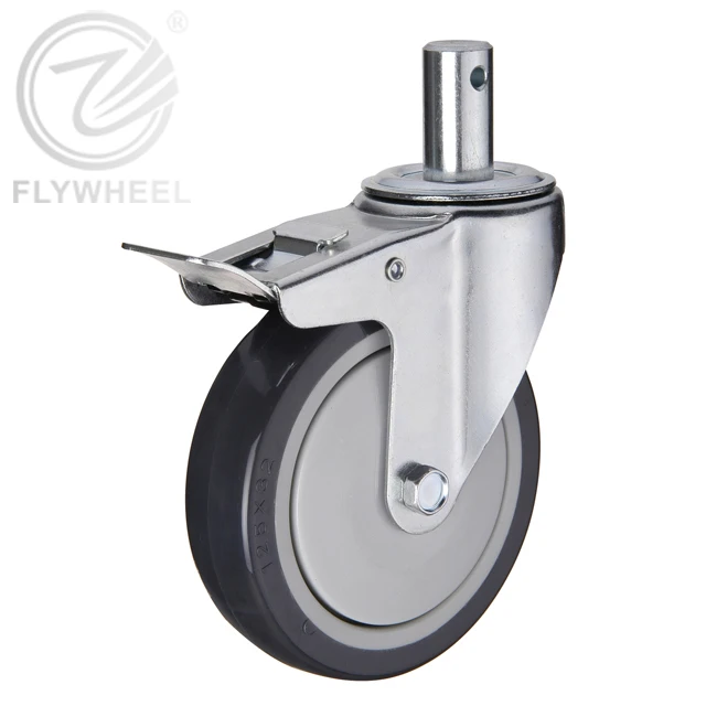 High quality plastic core polyurethane tire stem swivel castor wheel with brake cart wheels