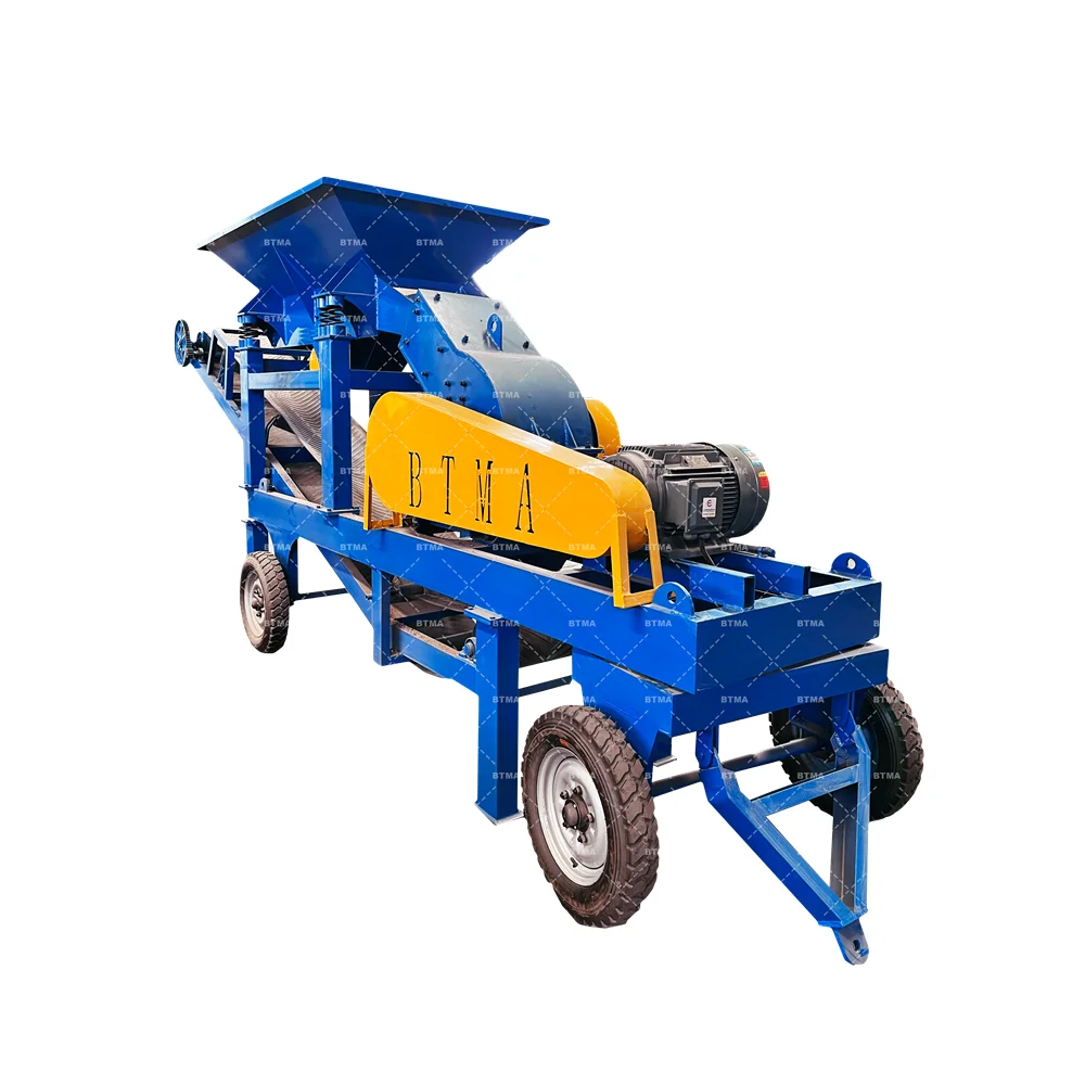 BTMA--River Stone Pebble Stone Sand Making Plant Portable Mobile Motor Type  Hammer Crusher With Feeder