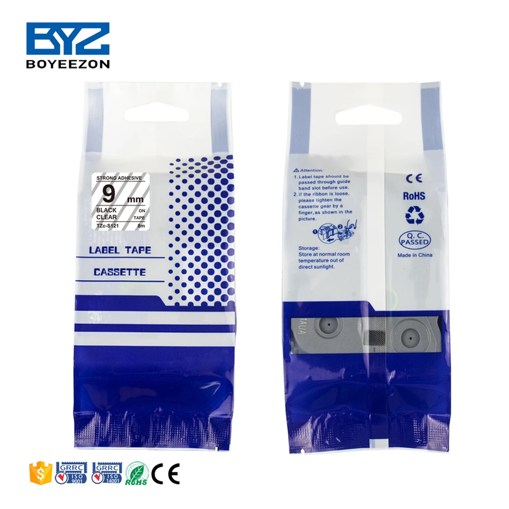 Strong adhesive label cassette tape 9mm Tze-S121 S221 S621 S921 for brother printer