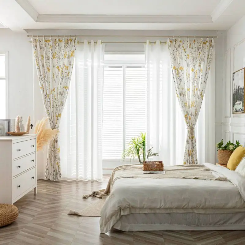 n small fresh rural semi-shading printing living room bedroom study bay curtains