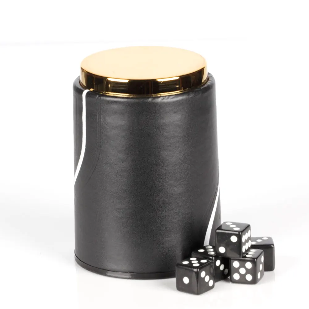  Magic Leather Felt Lined Professional Dice Cup with 6 Quiet for