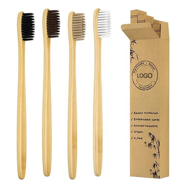 Wholesale 100% Eco Biodegradable Eco Friendly Natural Bamboo Toothbrush Kit With Charcoal Bristles