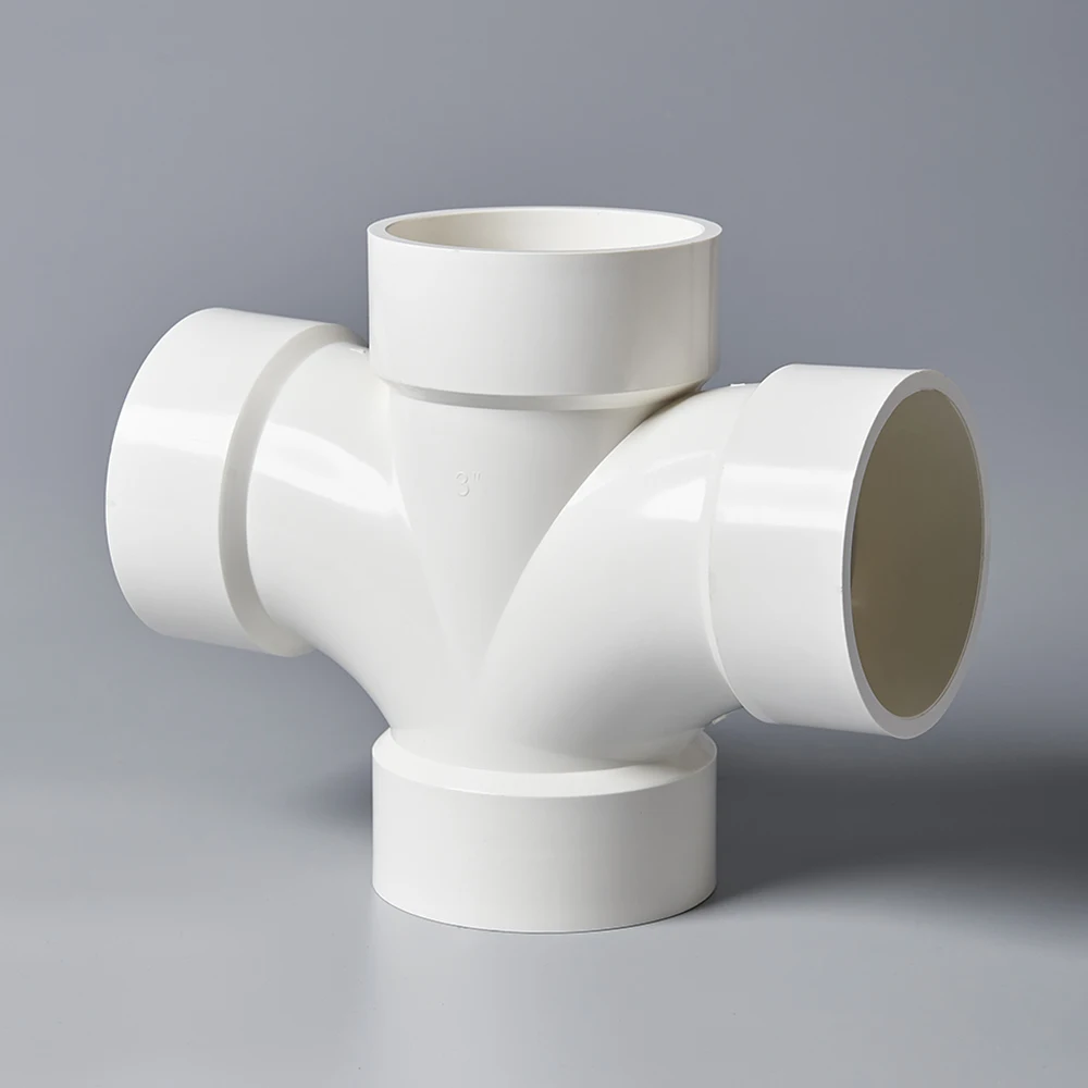 Factory price pvc plastic ASTM D1785/2665 pipe fittings equal cross tee
