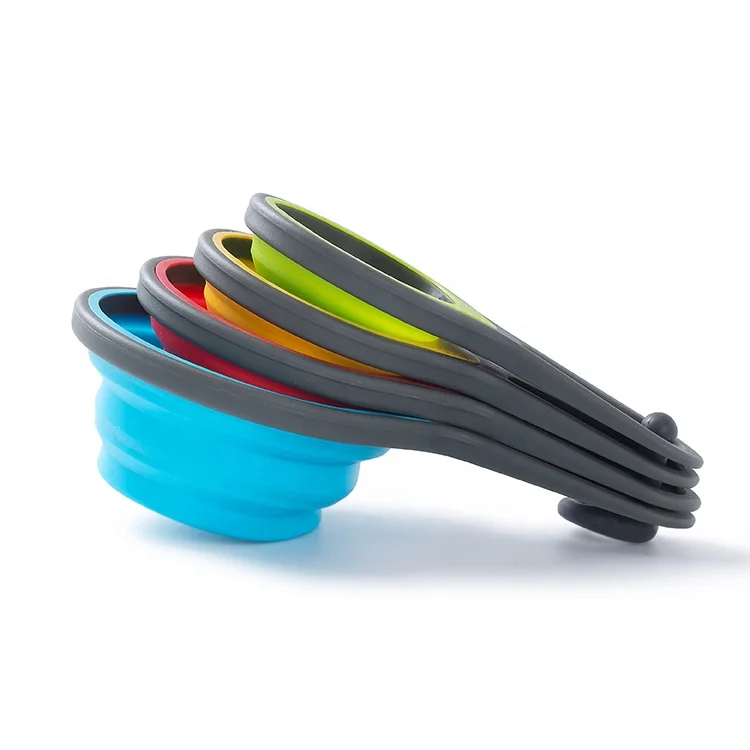 
High Quality 4 pcs Foldable Silicone Measuring Cup Set For Baking and Cooking 