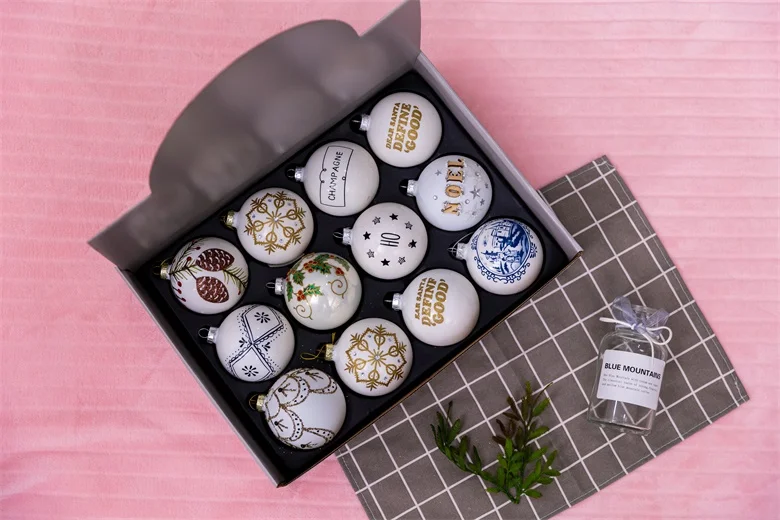 Personalized Crystal Christmas Ornaments 80MM 100MM Wholesale Clear Glass Christmas Ball Ornaments