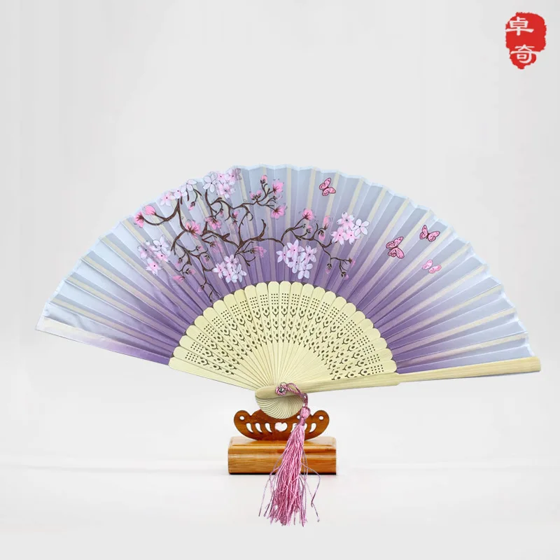 
Ancient folding traditional craft chinese style lady dance bamboo fan imitation 