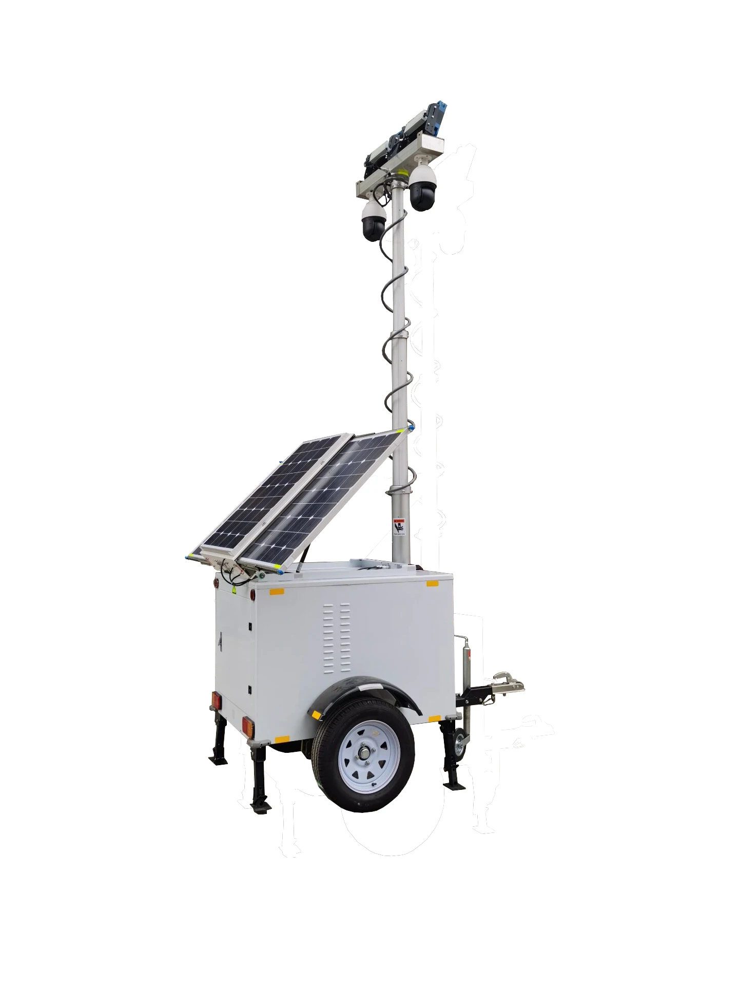 OKAF  Sola Panel Mobile Sentry Light Tower Camera CCTV Trailer with LED Light telescopic mast