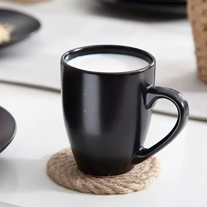 Soho Stoneware Square Dinner Set Black 16 Piece Kitchen Dinnerware Service Plate Crockery Set with 16 Pieces