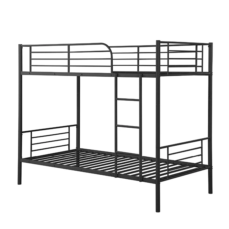 Wholesale strong detachable metal double bunk bed black single dormitory iron bed metal bed