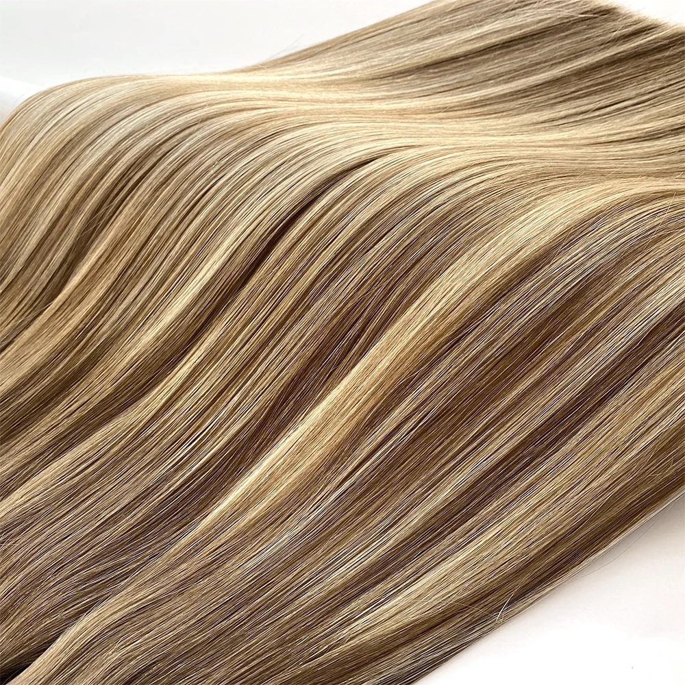 Handtied Weft Natural Look Smooth Soft Russian Cuticle Aligned Hair Lightweight Double Drawn Handtied Weft