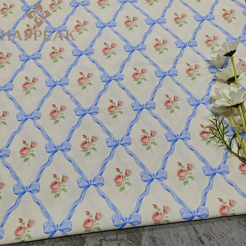 HAPPEAK Pure Cotton Tana Lawn Fabric Poplin Soft Hand Feeling Floral Bow Printed Rose Liberty Fabric