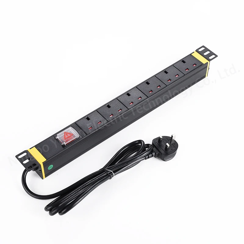 Customized Logo Accept UK 1U 6 Ways PDU with switch for cabinet data center rack mount