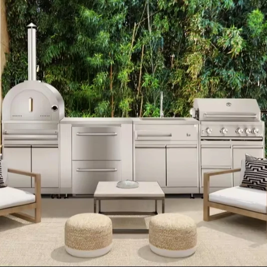 Hot Selling New Commercial BBQ Grill Cabinet Island All-In-One Stainless Steel Outdoor Kitchen Luxury