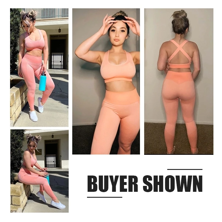 
Wholesale Two Piece Bra Set Removable Pads Yoga Leggings Women Two Piece Sport Wear Set 