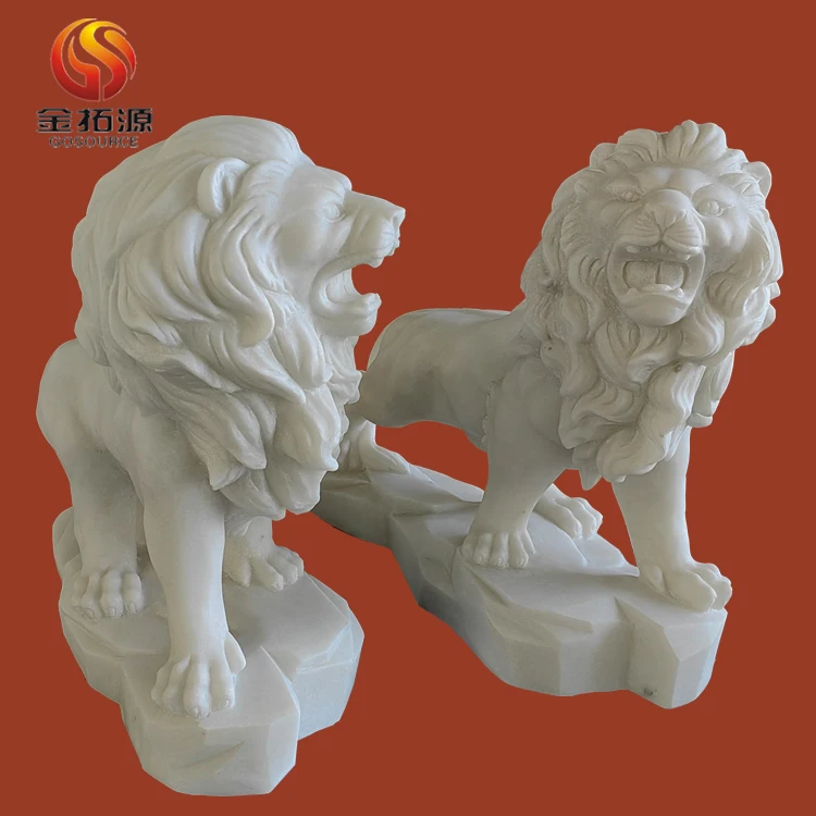 Factory Wholesale Custom life size White marble lion statue stone carving and sculpture