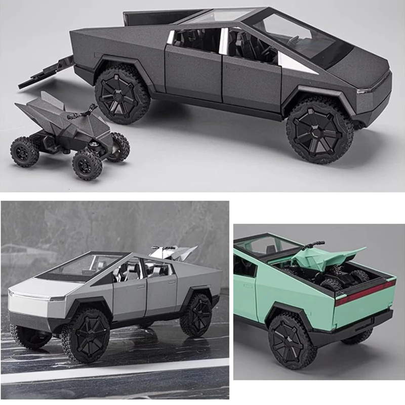 CZ 1/32 Large Pickup Truck Toy with Motorhome and Motorcycle Diecast Pickup Truck Trailer RV Alloy Model Collection Vehicles
