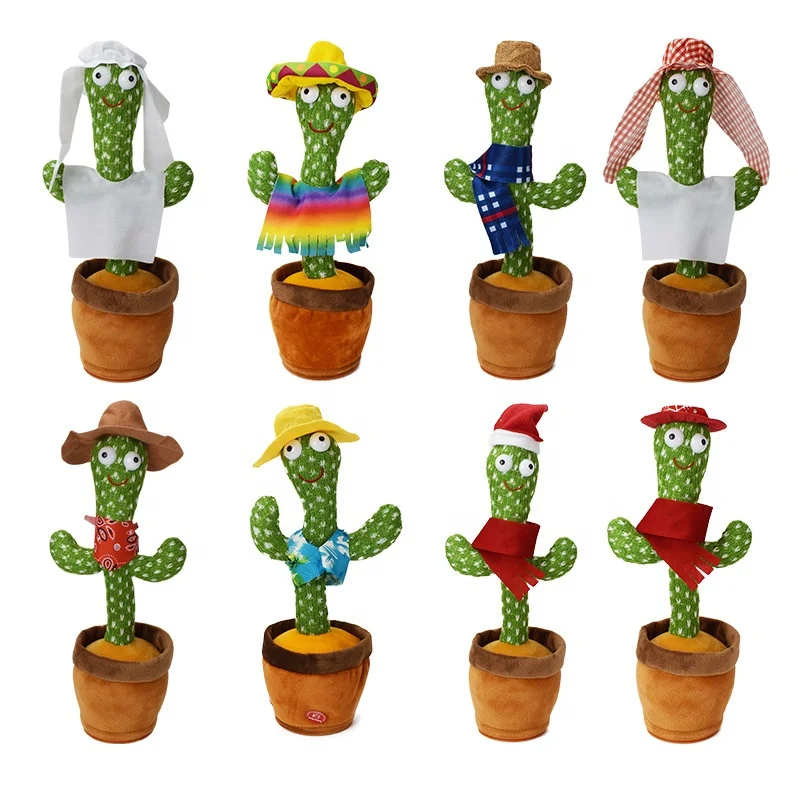 Hot Sale cactus dancing plush toy with light Recording Repeater Talking Singing Dancing Cactus