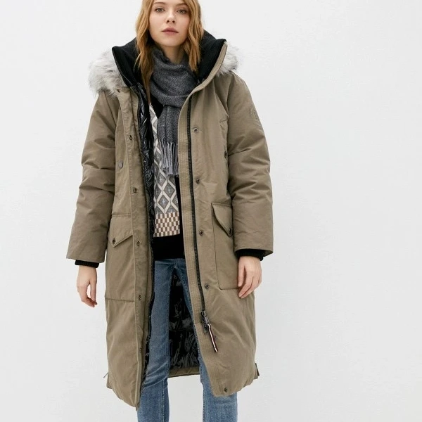 custom logo winter wholesale fashion women long parka puffer coat warm down windproof bubble jacket coats with big fur hooded