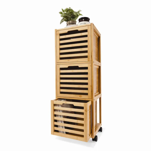 Slatters bamboo 3 drawers  organizers on wheels for bed room,living room