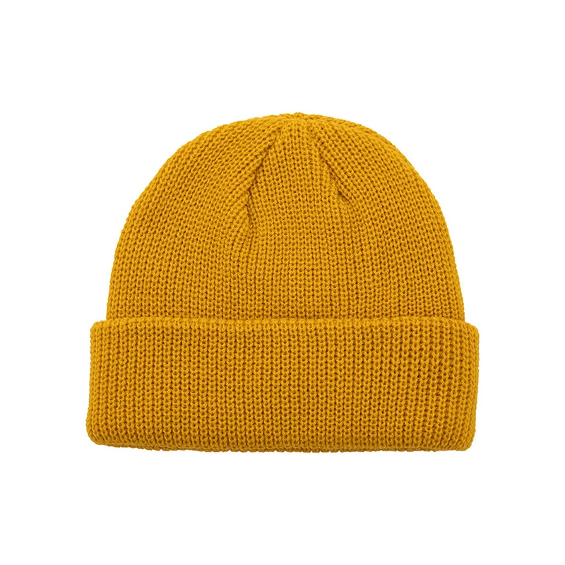 Stylish Hip Hop Yellow Candy Colorful Skull Beanie Streetwear Casual Tight Cuffed Solid Fisherman Beanie Hat
