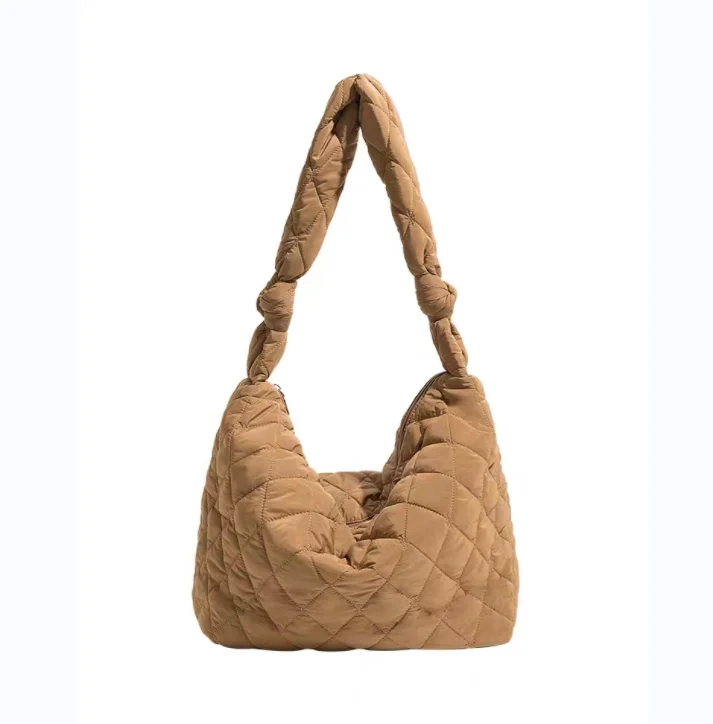 Nylon puffer tote bag puffer tote bag for women quilted puffy handbag