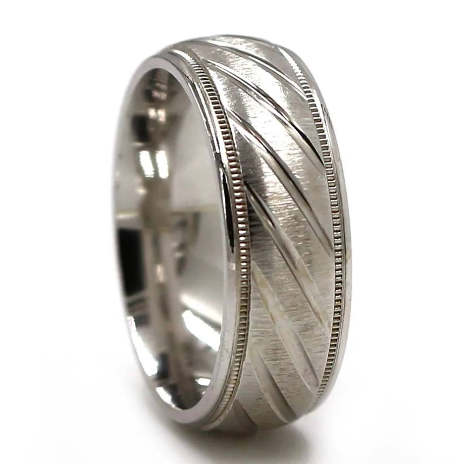 SR00197 CNC Jewelry machine wedding ring wedding bands 925 silver wedding rings with millgrain