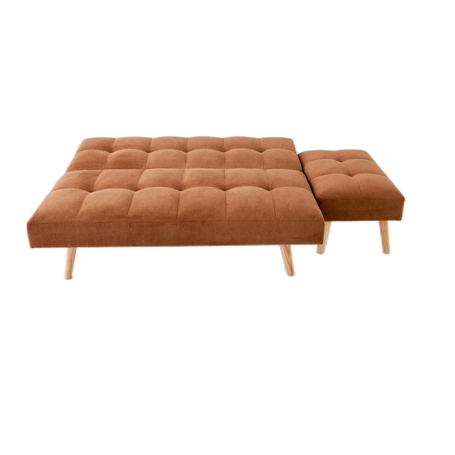 Metal Legs & 3 Adjustable Backrest Angles, M Lounge Chair Set Double Sofa Bed with Ottoman, Convertible Folding Futon Chair
