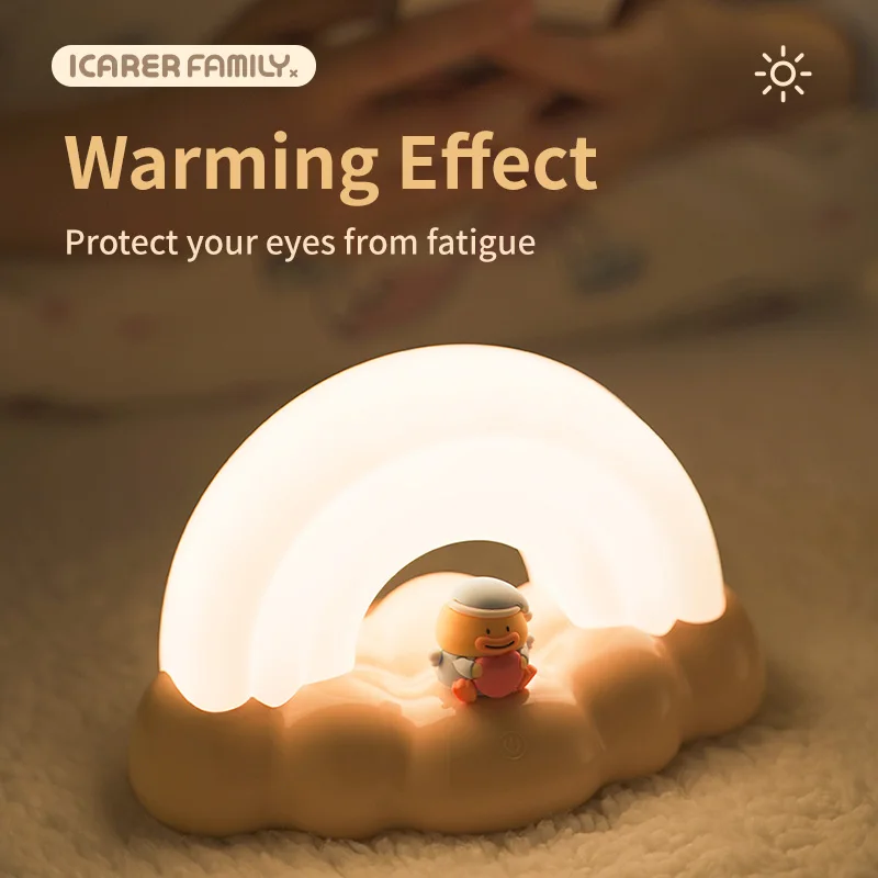 ICARER FAMILY Smart Night Light Smile Rainbow Desk Lamp For Home 5V Battery Night Light