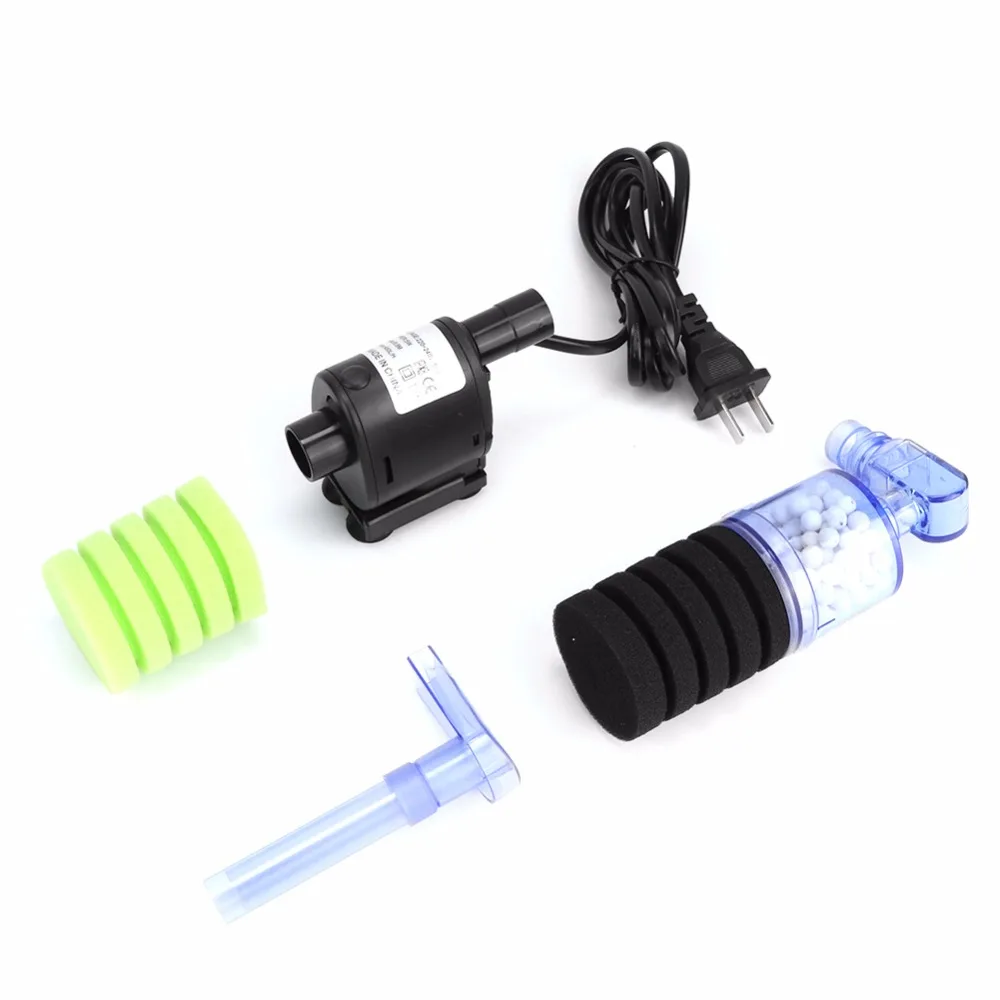 Aquarium Electric Power Sponge Filter,5W Silence Submersible Foam Filter,Sponges Bio Ceramic Media Balls Double Filter