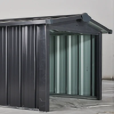 Small metal shed for mower