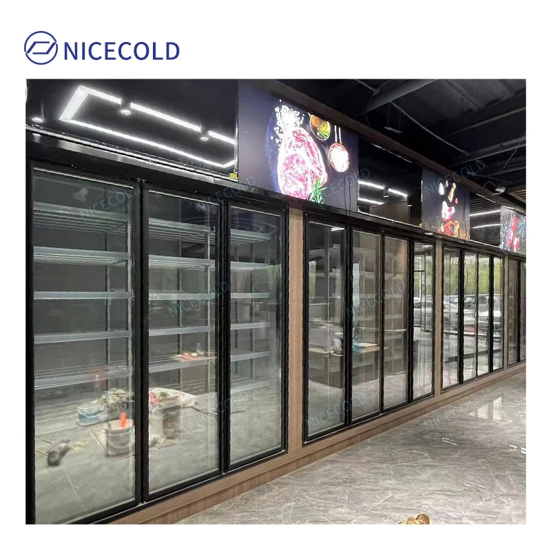 Custom Efficient Display Cold Room Glass Door Walk-In Cooler for Supermarkets