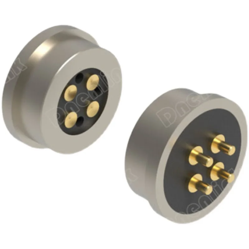 Denentech pogopin magnetic connector smart watch charging magnetic round plug 4Pin spring pin Connector